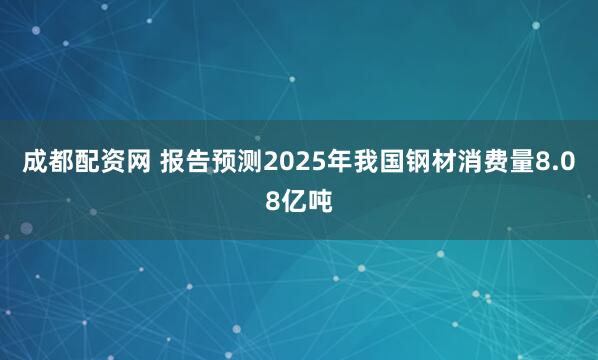 成都配资网 报告预测2025年我国钢材消费量8.08亿吨